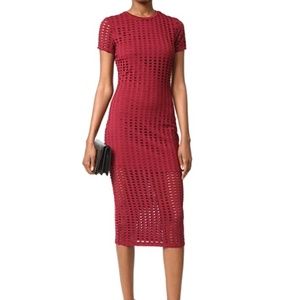 Kendall & Kylie Midi Laser Cut Short Sleeve Dress